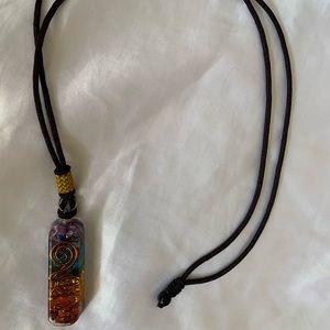 7 chakra necklace on black rope